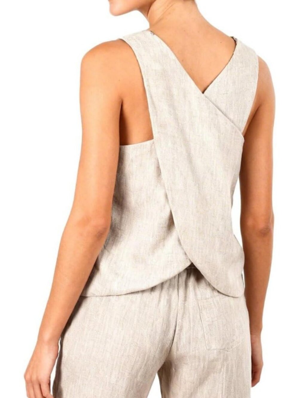 Linen Cross Back Summer Tank Top for Women - Lightweight, Breathable, Stylish